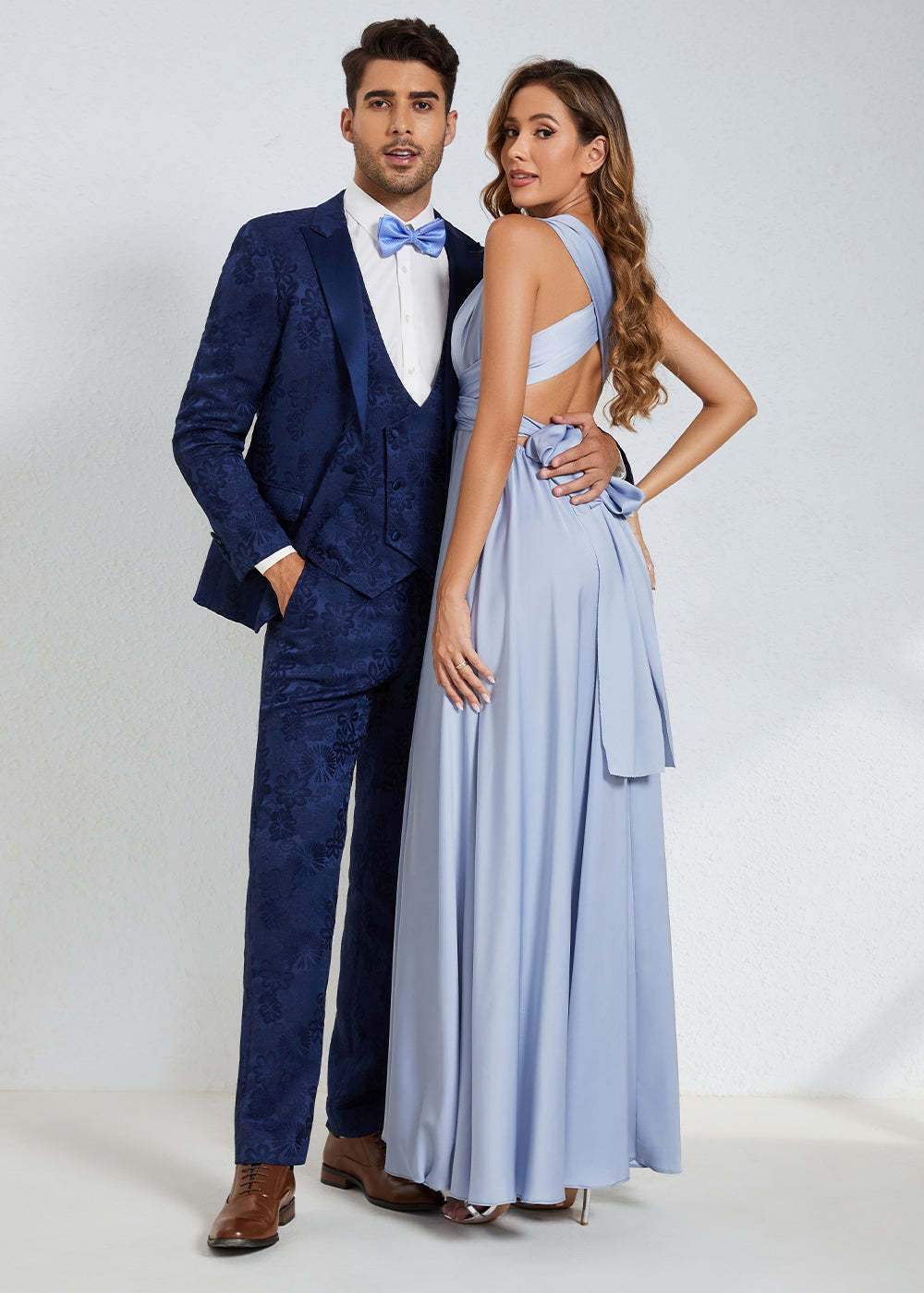 Convertible Satin A-line Long Bridesmaid Dress with Slit