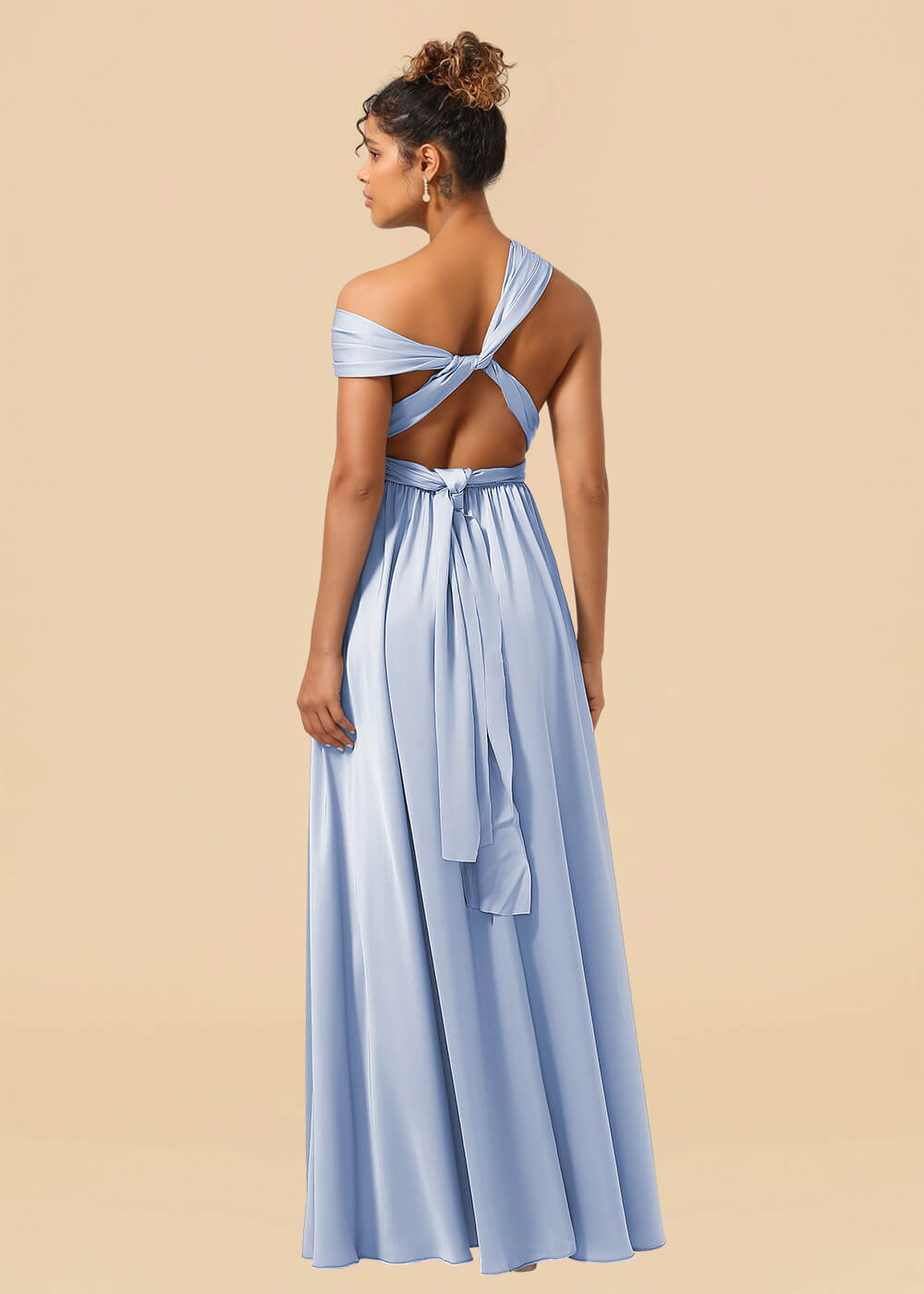 Convertible Satin A-line Long Bridesmaid Dress with Slit