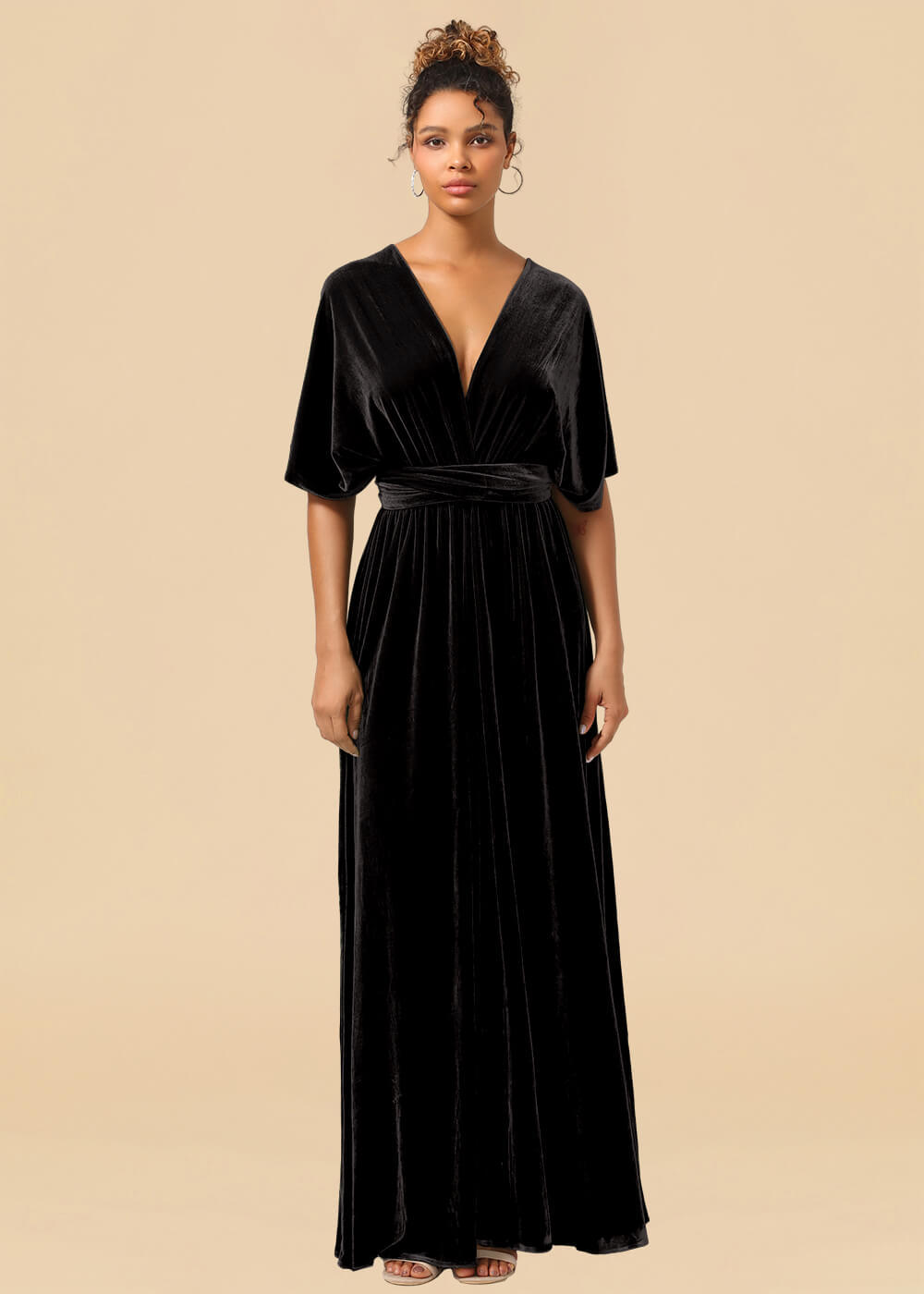 Convertible Velvet A-line Floor Length Bridesmaid Dress