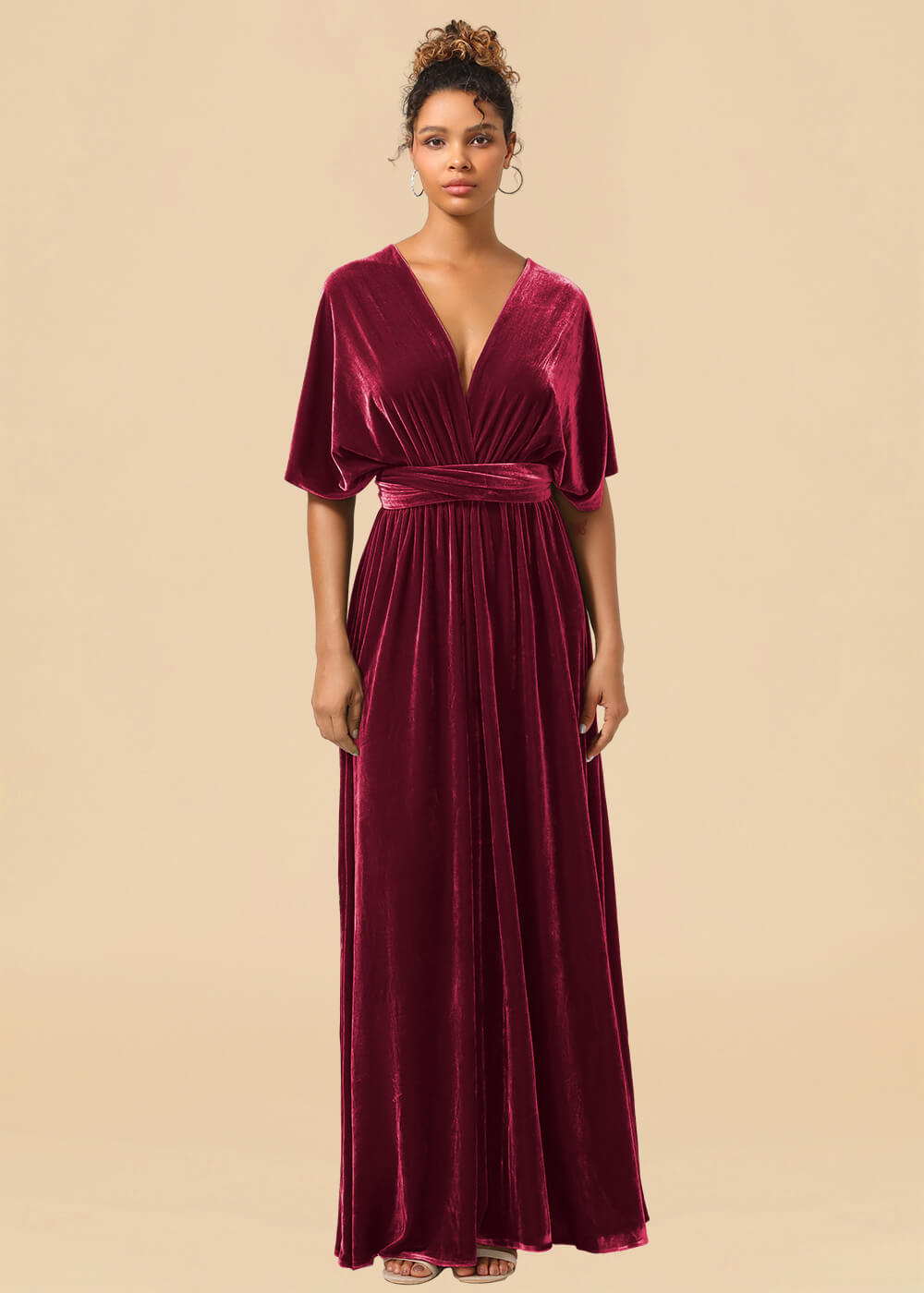 Convertible Velvet A-line Floor Length Bridesmaid Dress