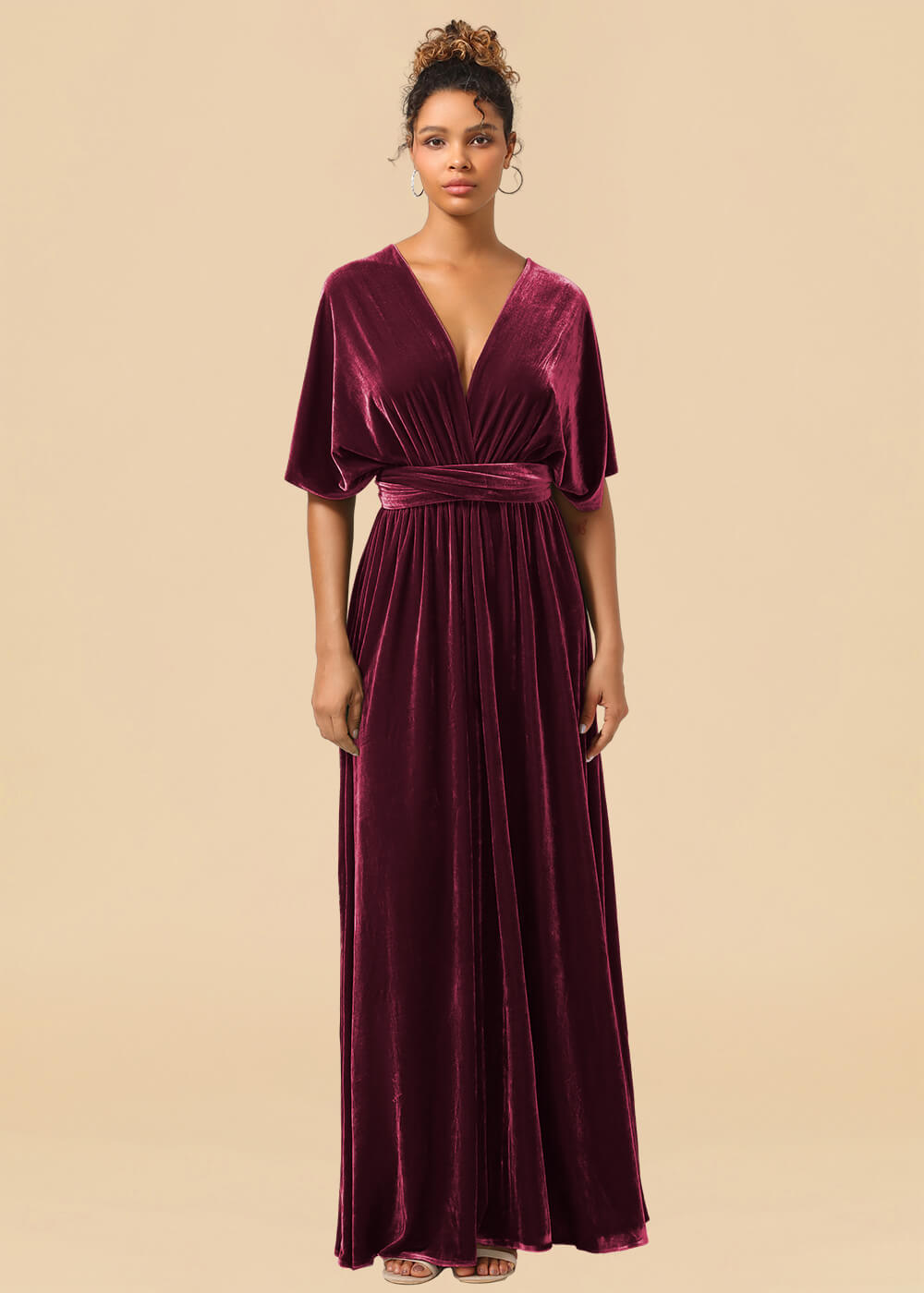 Convertible Velvet A-line Floor Length Bridesmaid Dress