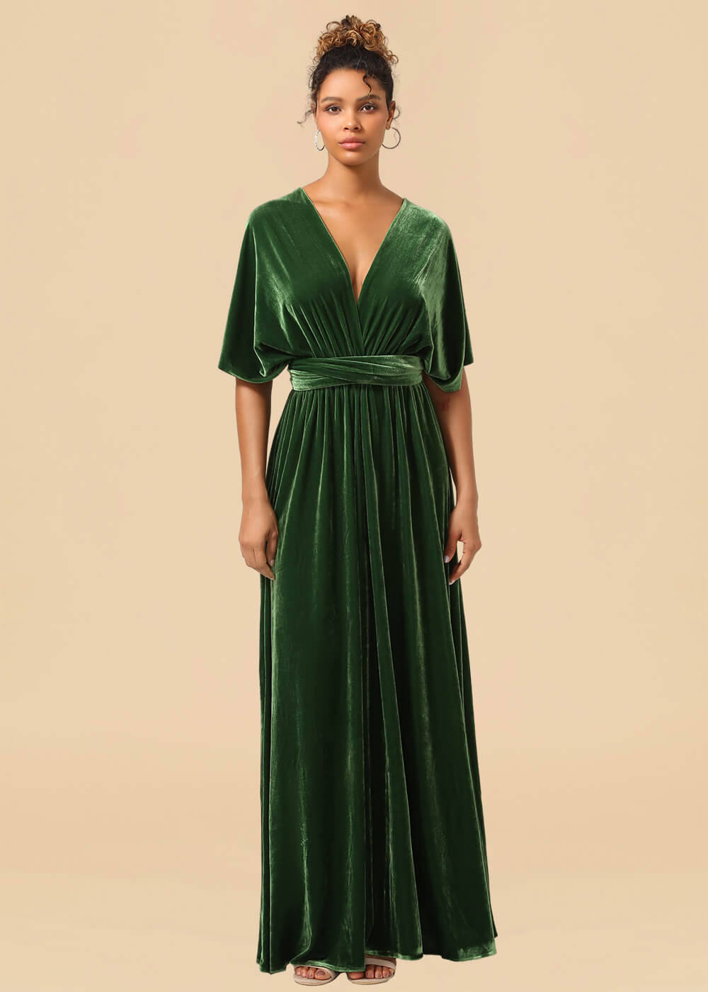 Convertible Velvet A-line Floor Length Bridesmaid Dress