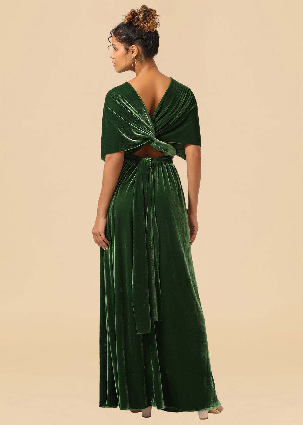 Convertible Velvet A-line Floor Length Bridesmaid Dress