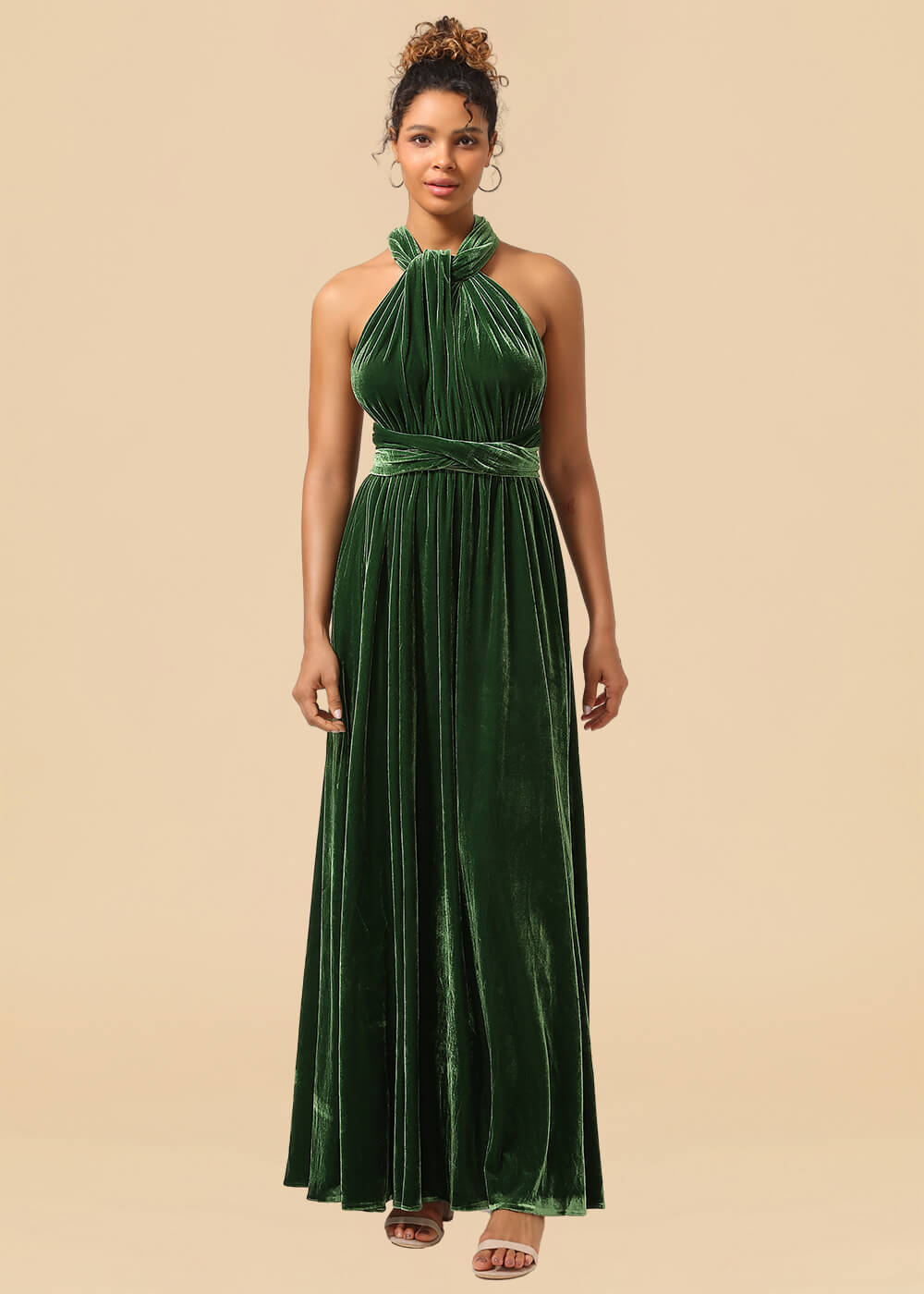 Convertible Velvet A-line Floor Length Bridesmaid Dress