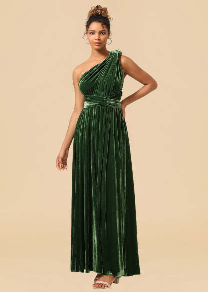 Convertible Velvet A-line Floor Length Bridesmaid Dress