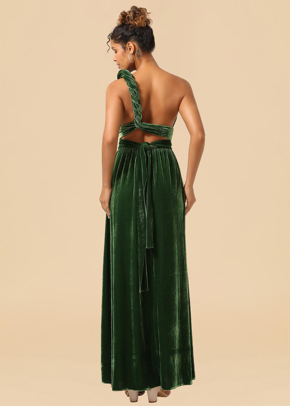 Convertible Velvet A-line Floor Length Bridesmaid Dress