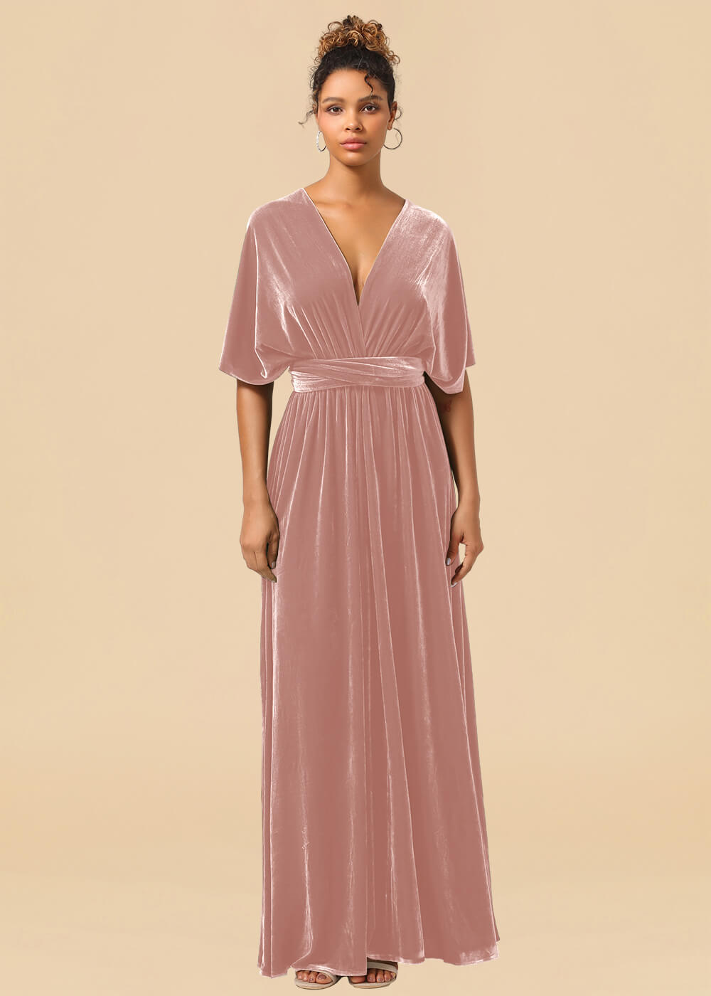 Convertible Velvet A-line Floor Length Bridesmaid Dress