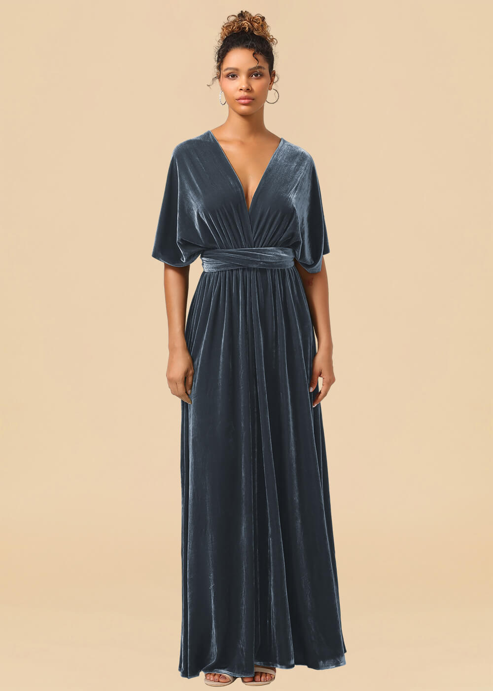 Convertible Velvet A-line Floor Length Bridesmaid Dress