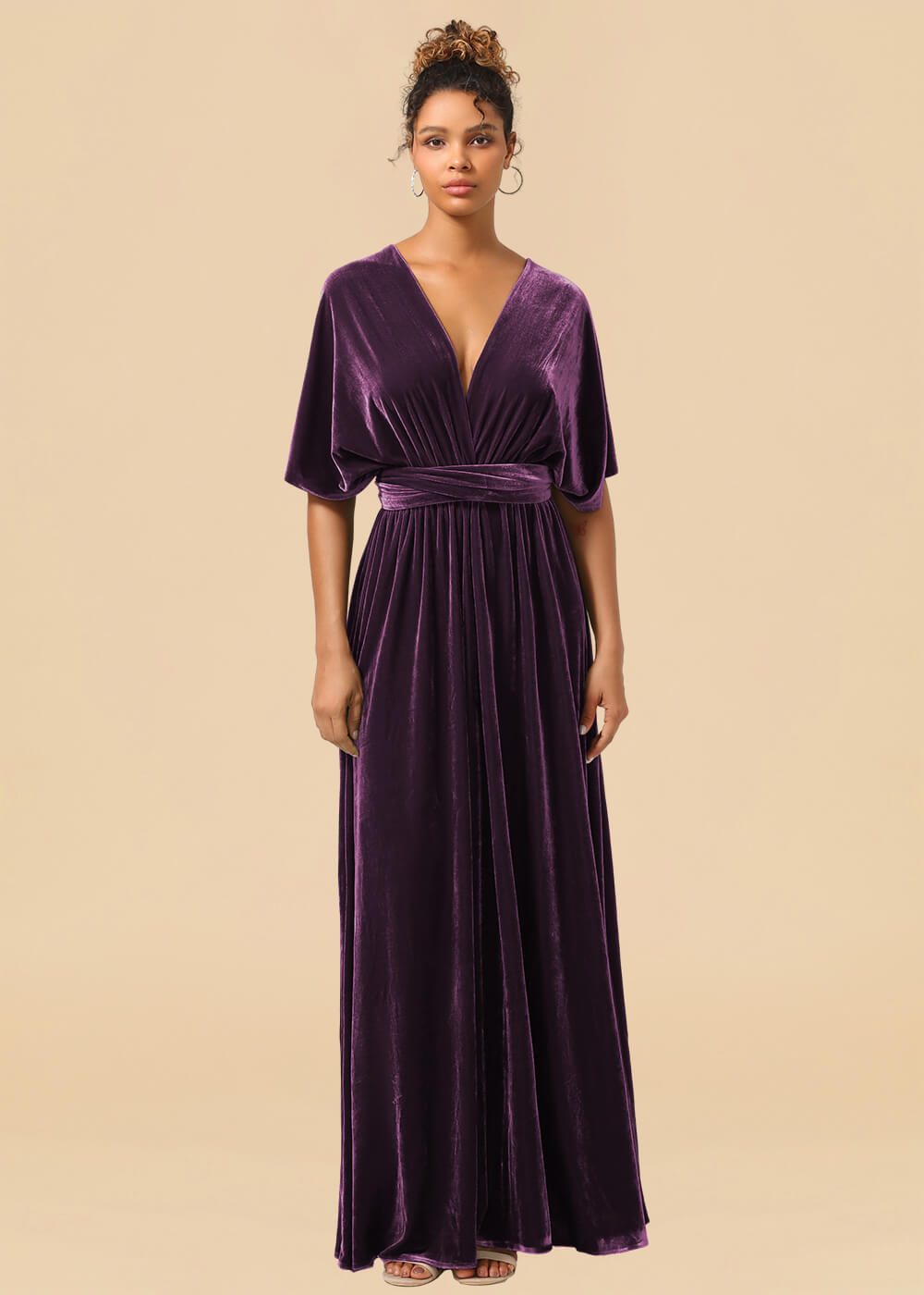 Convertible Velvet A-line Floor Length Bridesmaid Dress