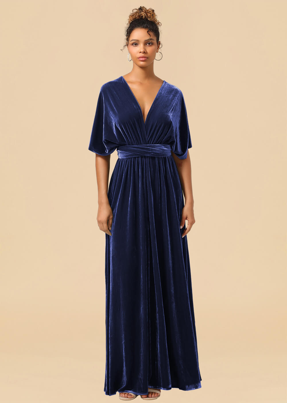 Convertible Velvet A-line Floor Length Bridesmaid Dress