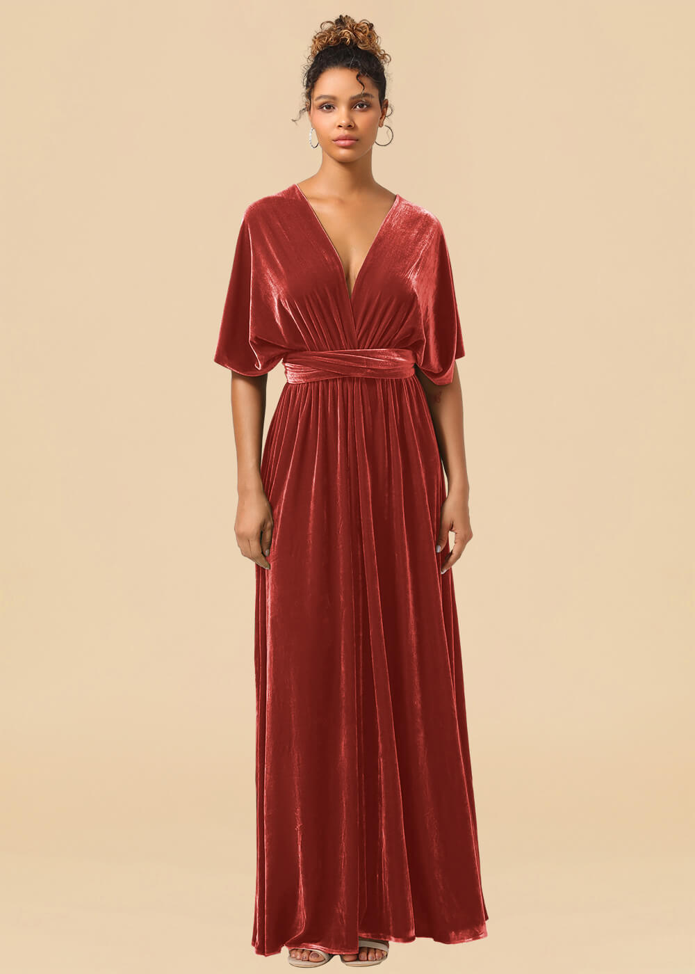 Convertible Velvet A-line Floor Length Bridesmaid Dress
