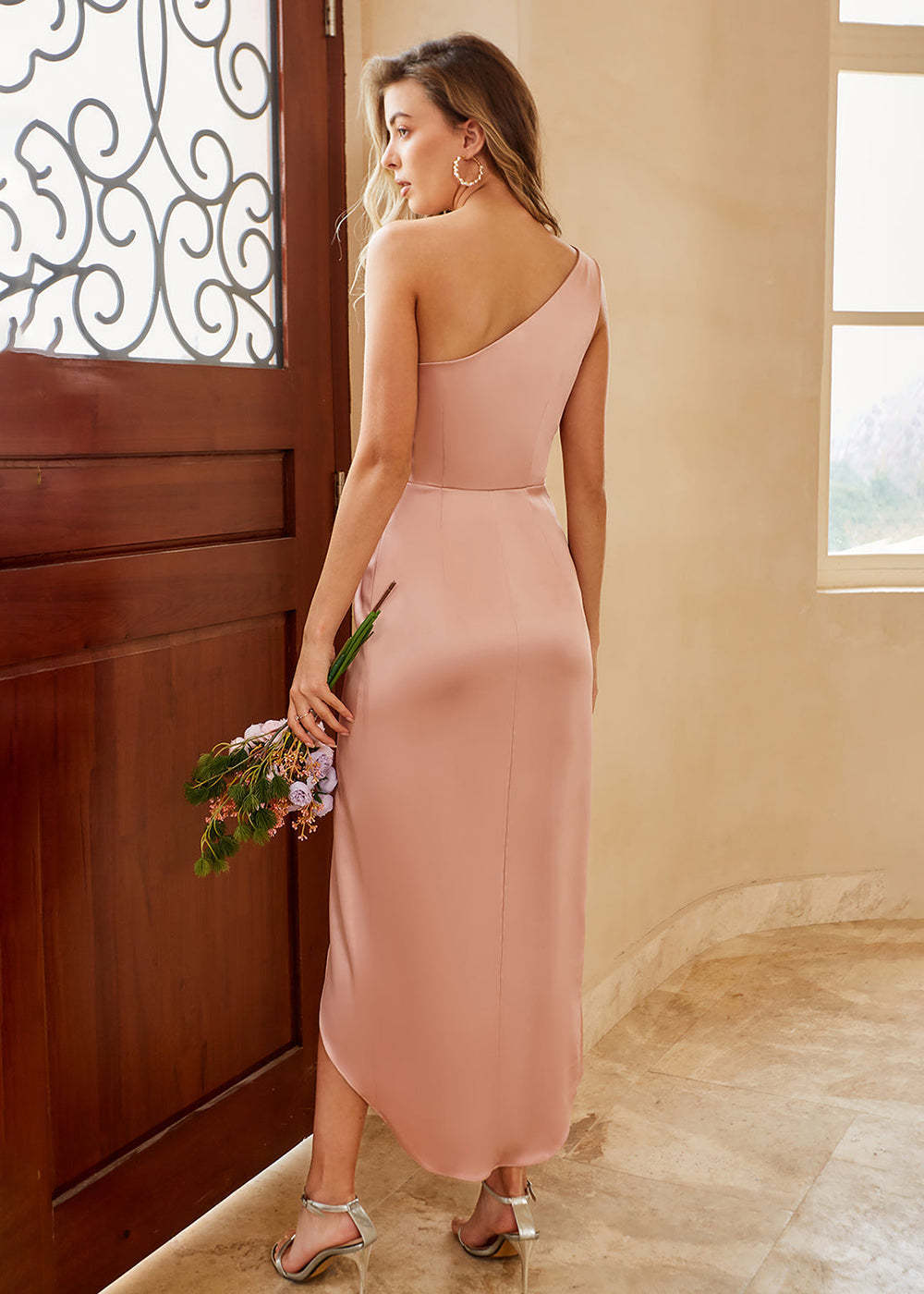 One Shoulder Asymmetrical Bridesmaid Dress