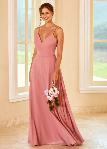 A-line Long Backless Bridesmaid Dress