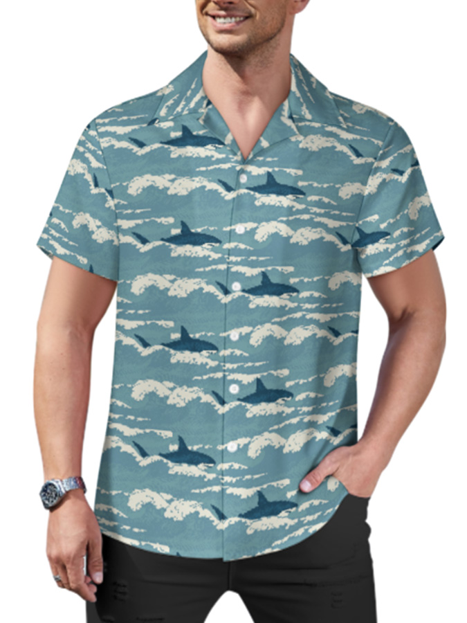 Vollestore Shark Cuban Collar Aloha Shirt