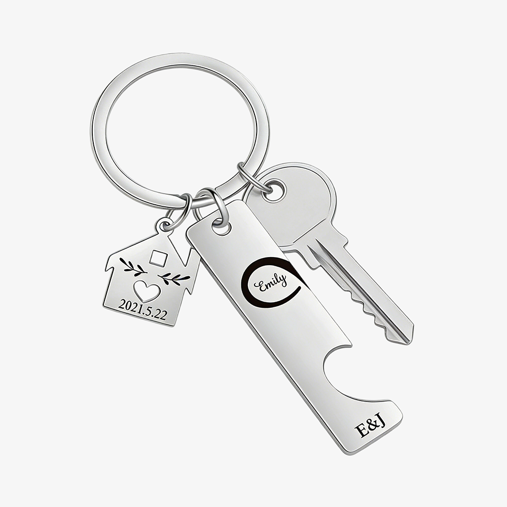 Personalized Letter Infinite Puzzle Couple Keychain Engrave Date Matching Couple Gifts, Special Gift For Him/Her