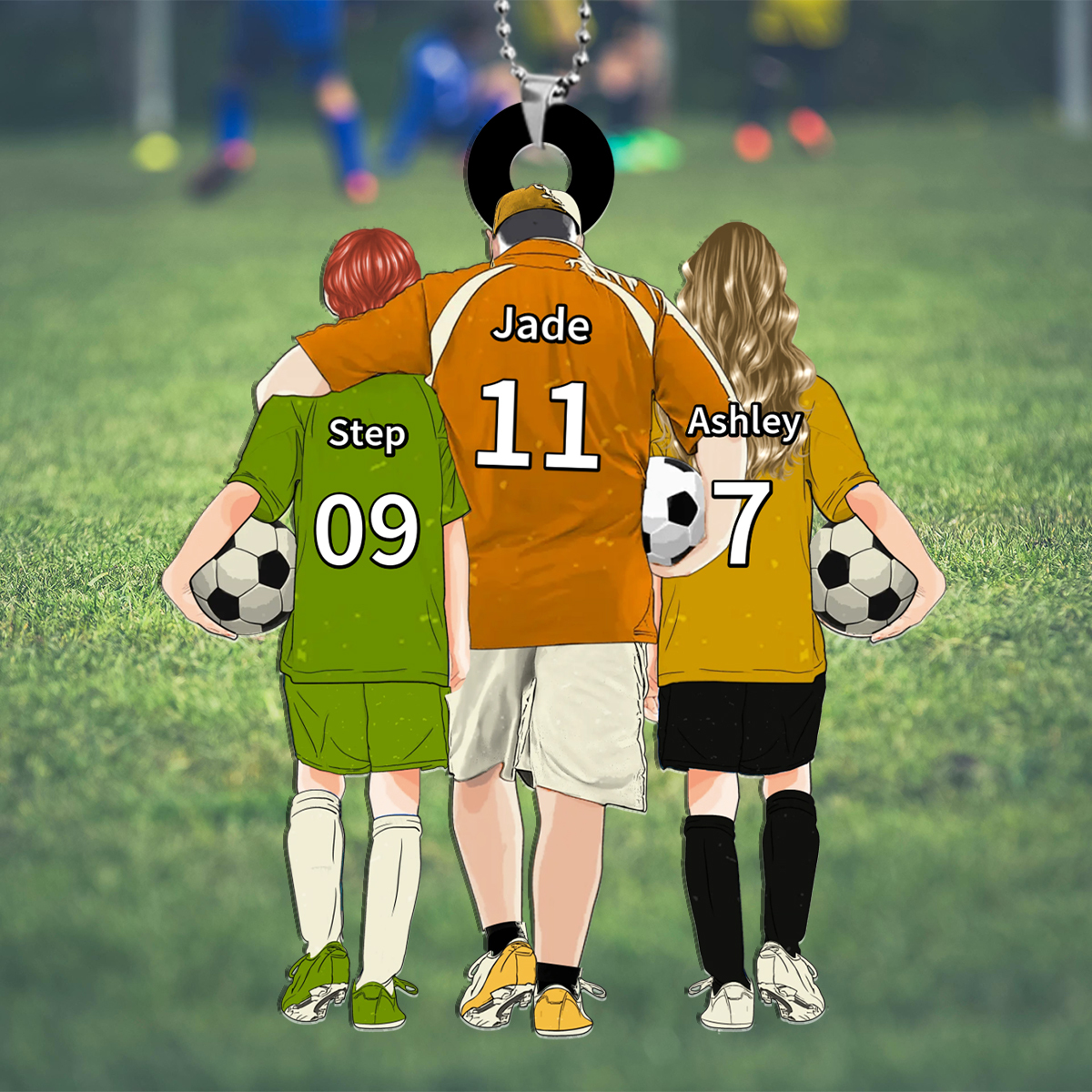 Personalized Acrylic Football Keychain for Dad with Custom Name & Number – Ideal Gift for Soccer Lovers | Jessemade