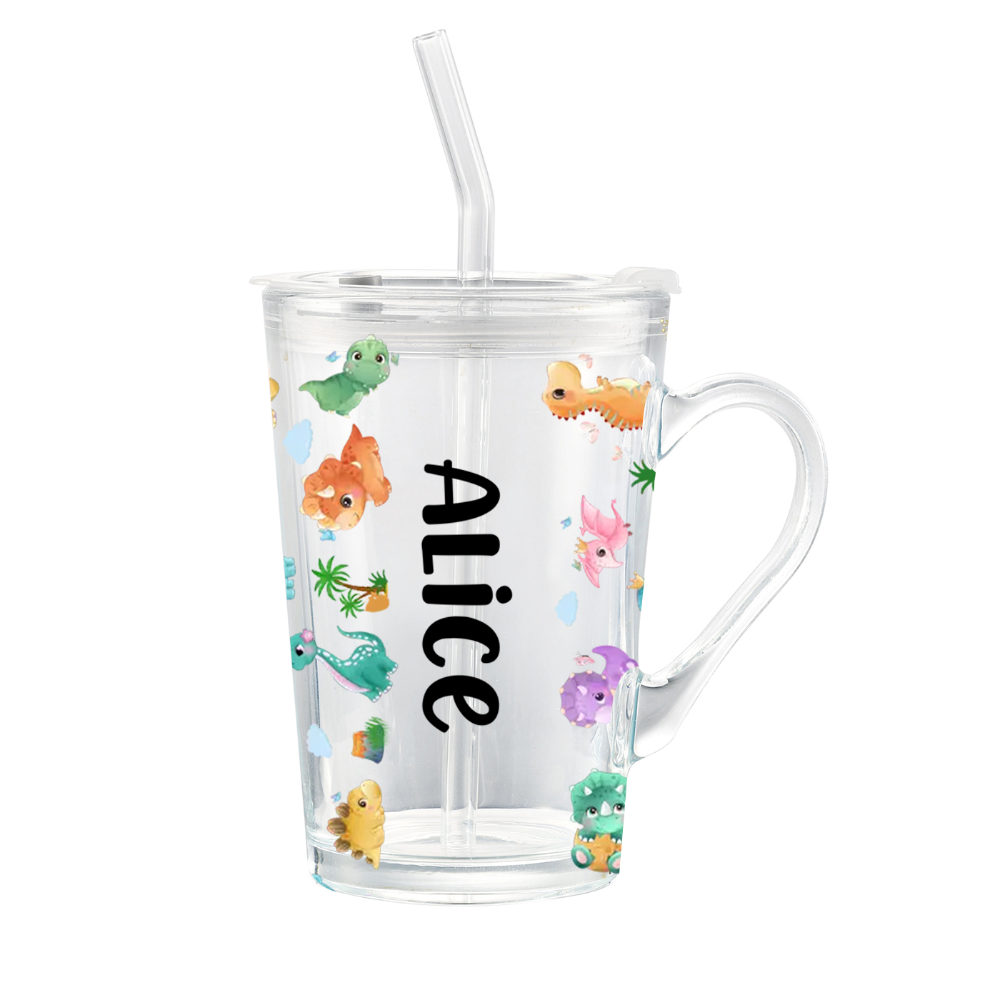 Personalized Cartoon Dinosaur Name Cup – Custom Back-to-School Mug with Name & Style