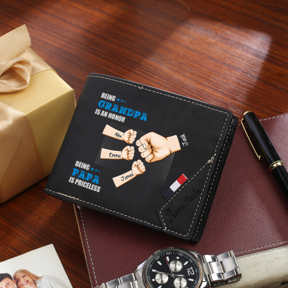 Personalized Black Wallet - Fists for Dad/Grandpa | Jessemade