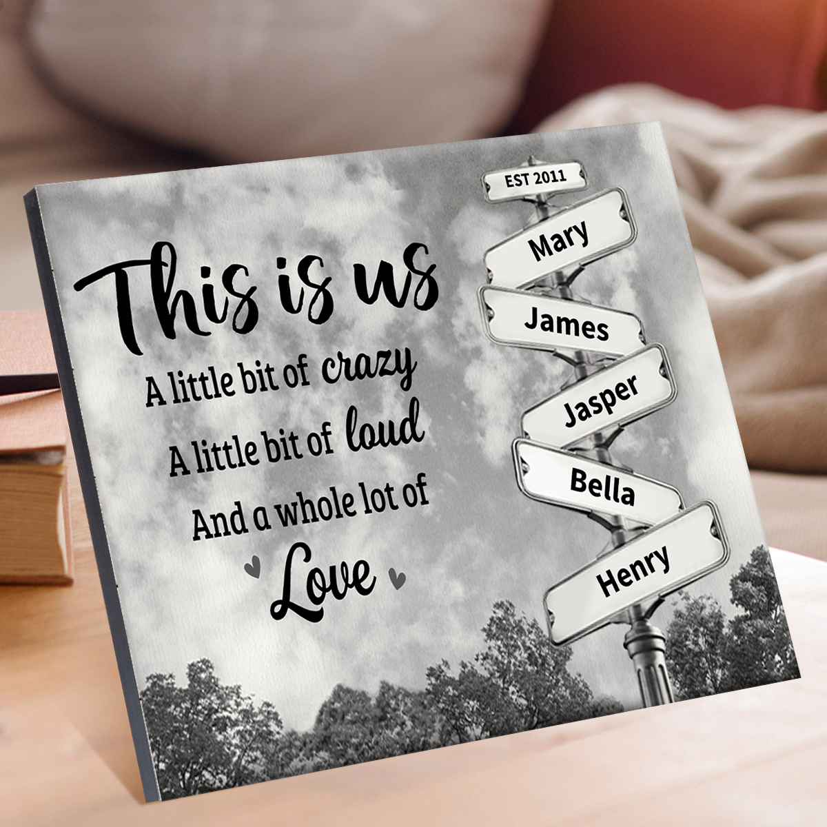 This Is Us And A Whole Lot Of Love - Family Personalised Custom 2-8 Name Wooden Ornaments Gift For Family | Jessmade