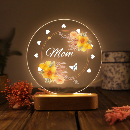 1 Name-Personalized Home Night Light Customized Family Member Names with LED Lighting Bedroom Decor for Mom