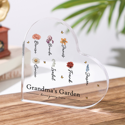 [Copy]Personalized Heart Shaped Acrylic Plaque - Bears - with 1-8 names & 1 text - Gift for Mom