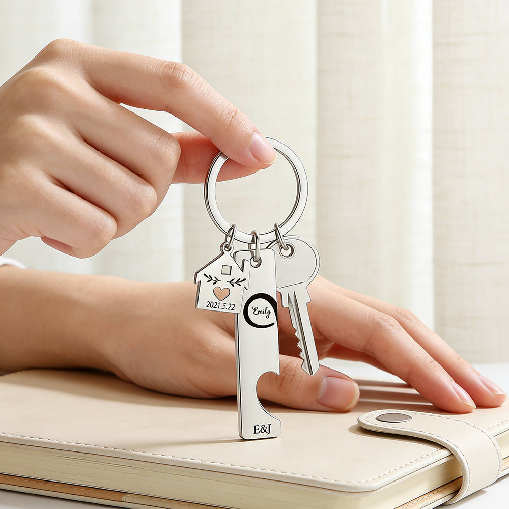 Personalized Letter Infinite Puzzle Couple Keychain Engrave Date Matching Couple Gifts, Special Gift For Him/Her