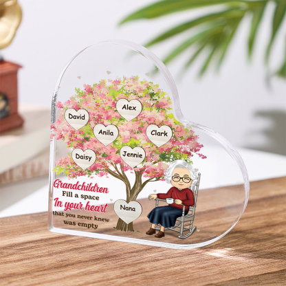 Personalized Heart Acrylic Plaque Grandchildren Fill a Space in Your Heart Family Tree Gift for Grandma | Jessemade