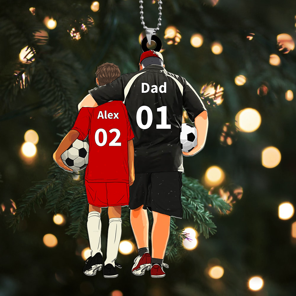 Personalised Acrylic Ornament – Custom Father & Child Design, Football-Themed Gift for Family | Jessemade
