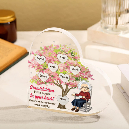 Personalized Heart Acrylic Plaque Grandchildren Fill a Space in Your Heart Family Tree Gift for Grandma | Jessemade