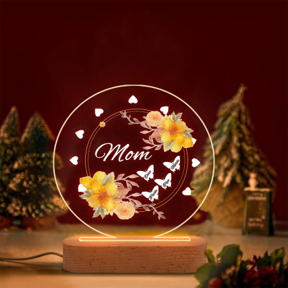 4 Name-Personalized Home Night Light Customized Family Member Names with LED Lighting Bedroom Decor for Mom