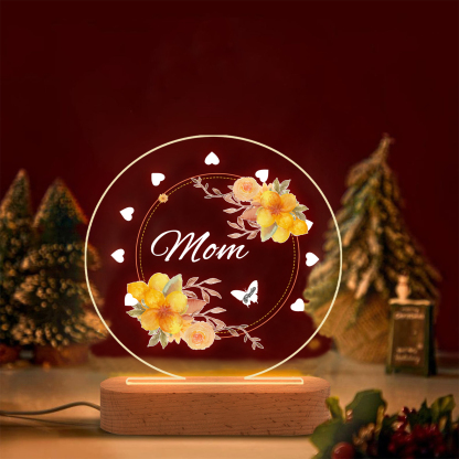 1 Name-Personalized Home Night Light Customized Family Member Names with LED Lighting Bedroom Decor for Mom