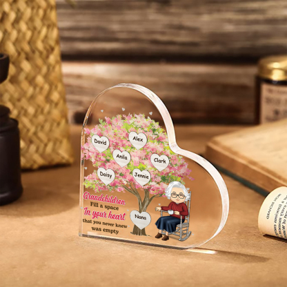 Personalized Heart Acrylic Plaque Grandchildren Fill a Space in Your Heart Family Tree Gift for Grandma | Jessemade