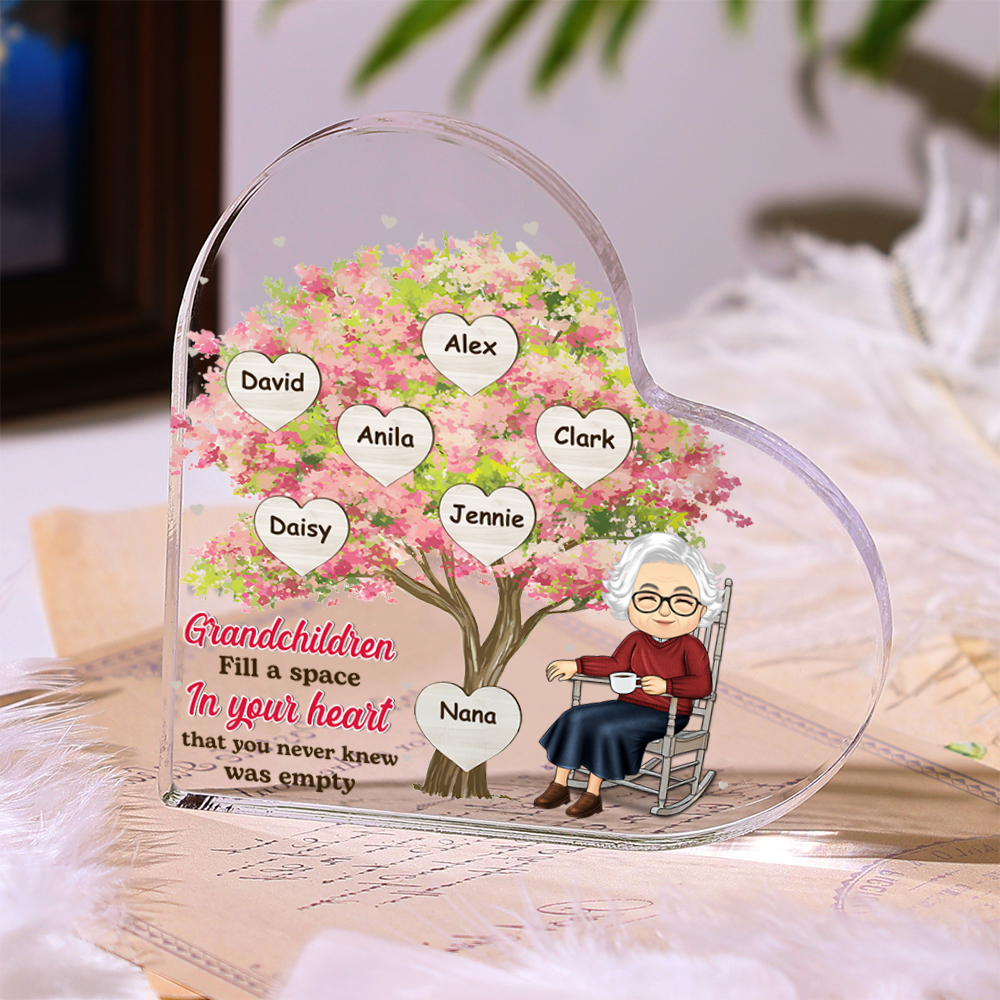 Personalized Heart Acrylic Plaque Grandchildren Fill a Space in Your Heart Family Tree Gift for Grandma | Jessemade