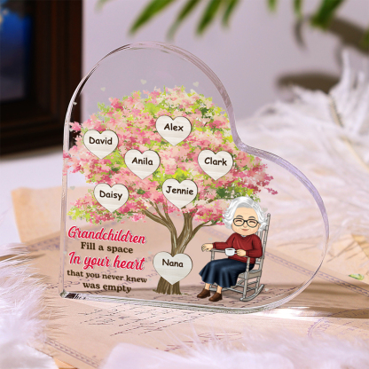 Personalized Heart Acrylic Plaque Grandchildren Fill a Space in Your Heart Family Tree Gift for Grandma | Jessemade