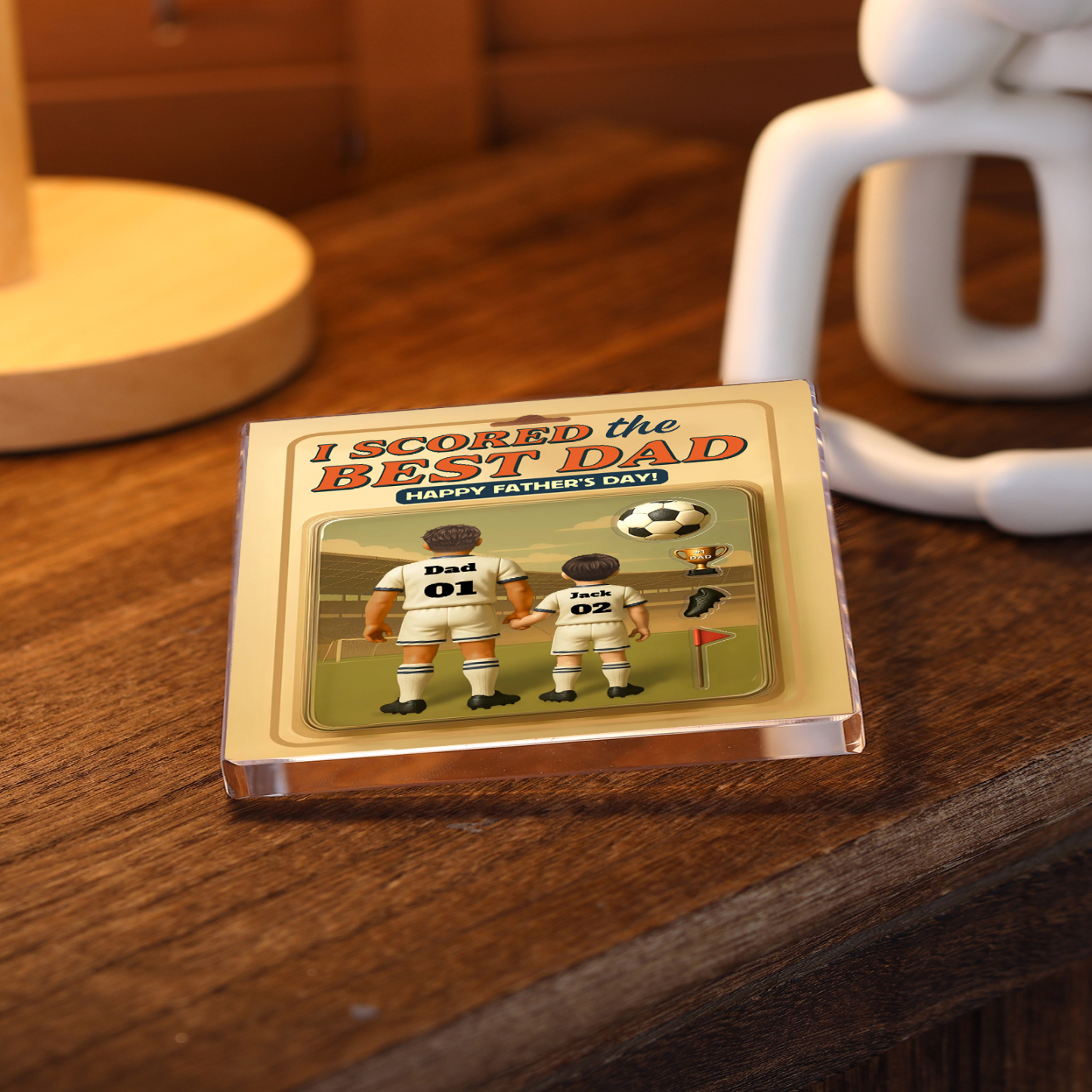 I Scored the Best Dad - Funny Custom Father's Day Acrylic Plaque – Personalized Gift for Dad with Kids | Jessemade