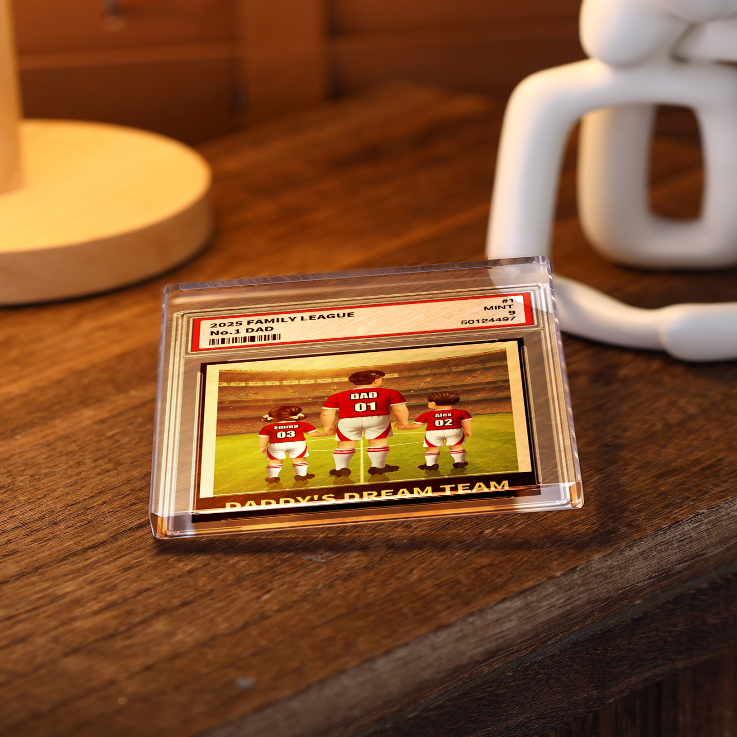 Personalized Acrylic Soccer Display  – “Daddy's Dream Team” Name Plaque for Father's Day