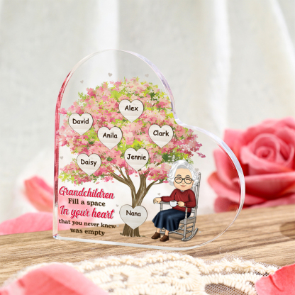 Personalized Heart Acrylic Plaque Grandchildren Fill a Space in Your Heart Family Tree Gift for Grandma | Jessemade