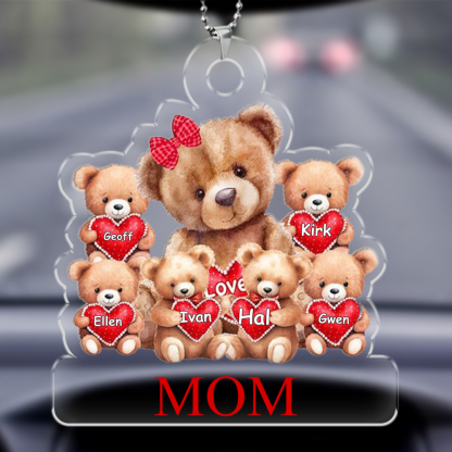 Name-Personalized 1-10 Names Acrylic Bear Keychain-Customized Name Keychain For Family