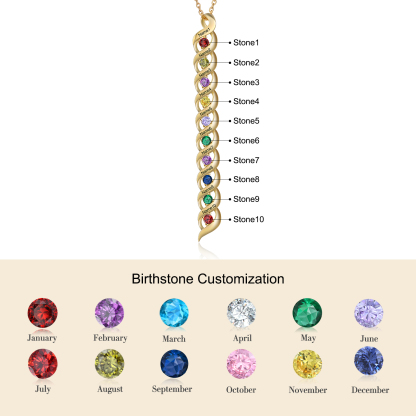 10 Names-Personalized Birthstones Necklace Set With Rose Gift Box-Custom Cascading Pendant Necklace Engraving 10 Names Gifts for Her