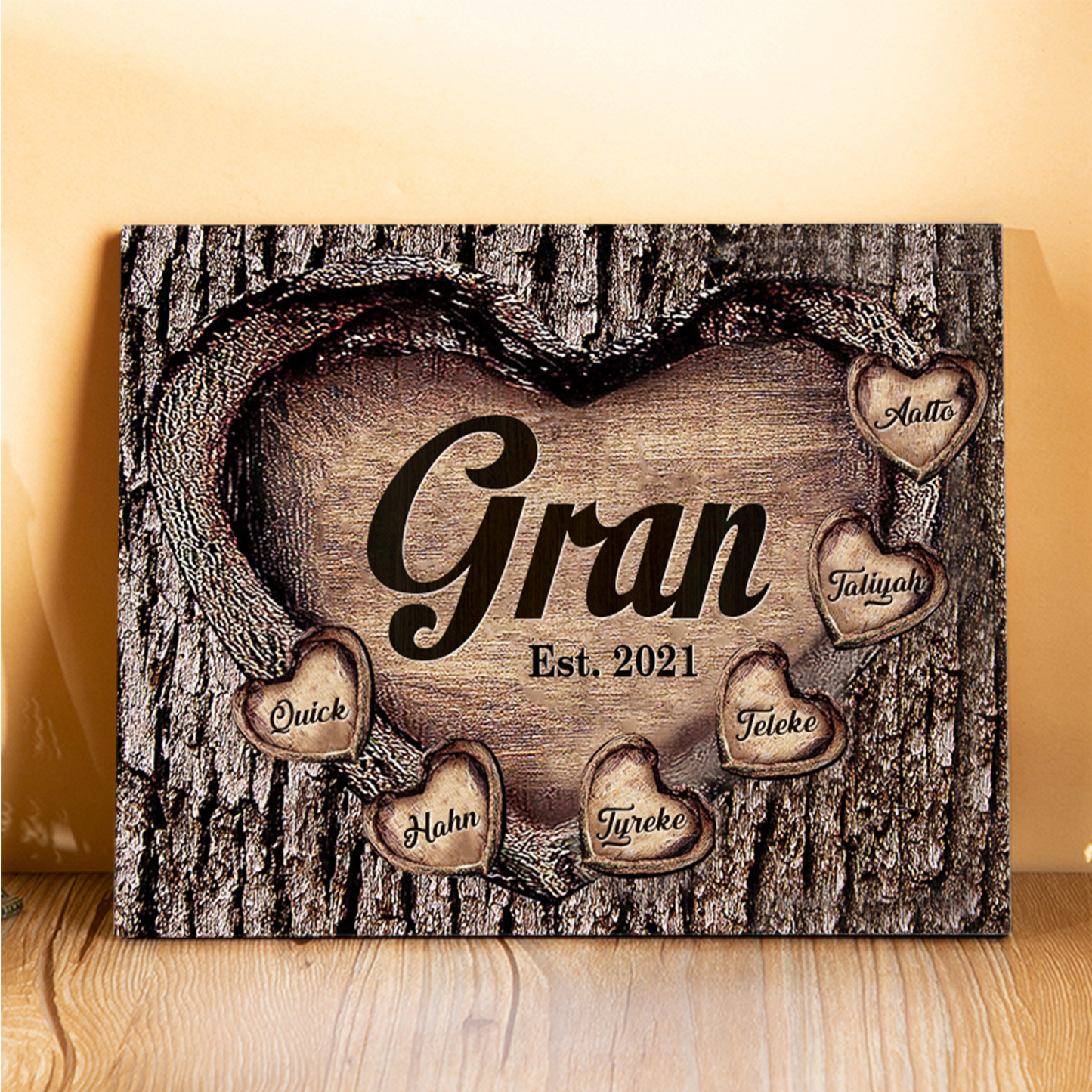 6 Names-Personalized Nana Wooden Ornament Custom Text And Date Home Decoration for Family