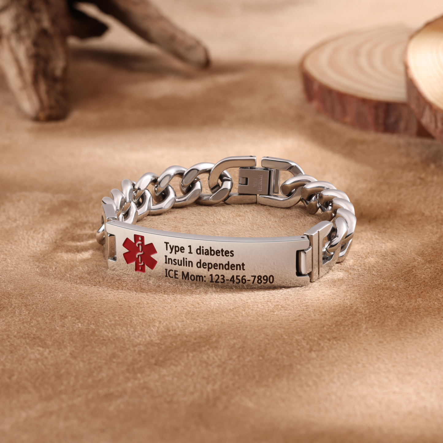 Custom Medical Alert ID Bracelet Practical Gift for Dad, Mom, Grandpa, Grandma, Friend | Jessemade