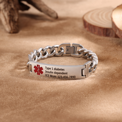 Custom Medical Alert ID Bracelet Practical Gift for Dad, Mom, Grandpa, Grandma, Friend | Jessemade
