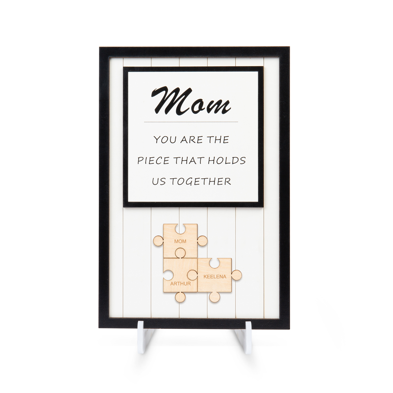 Mom Puzzle Sign Personalized 3 Names Wooden Sign Family Gifts-Mom You Are the Piece that Holds Us Together