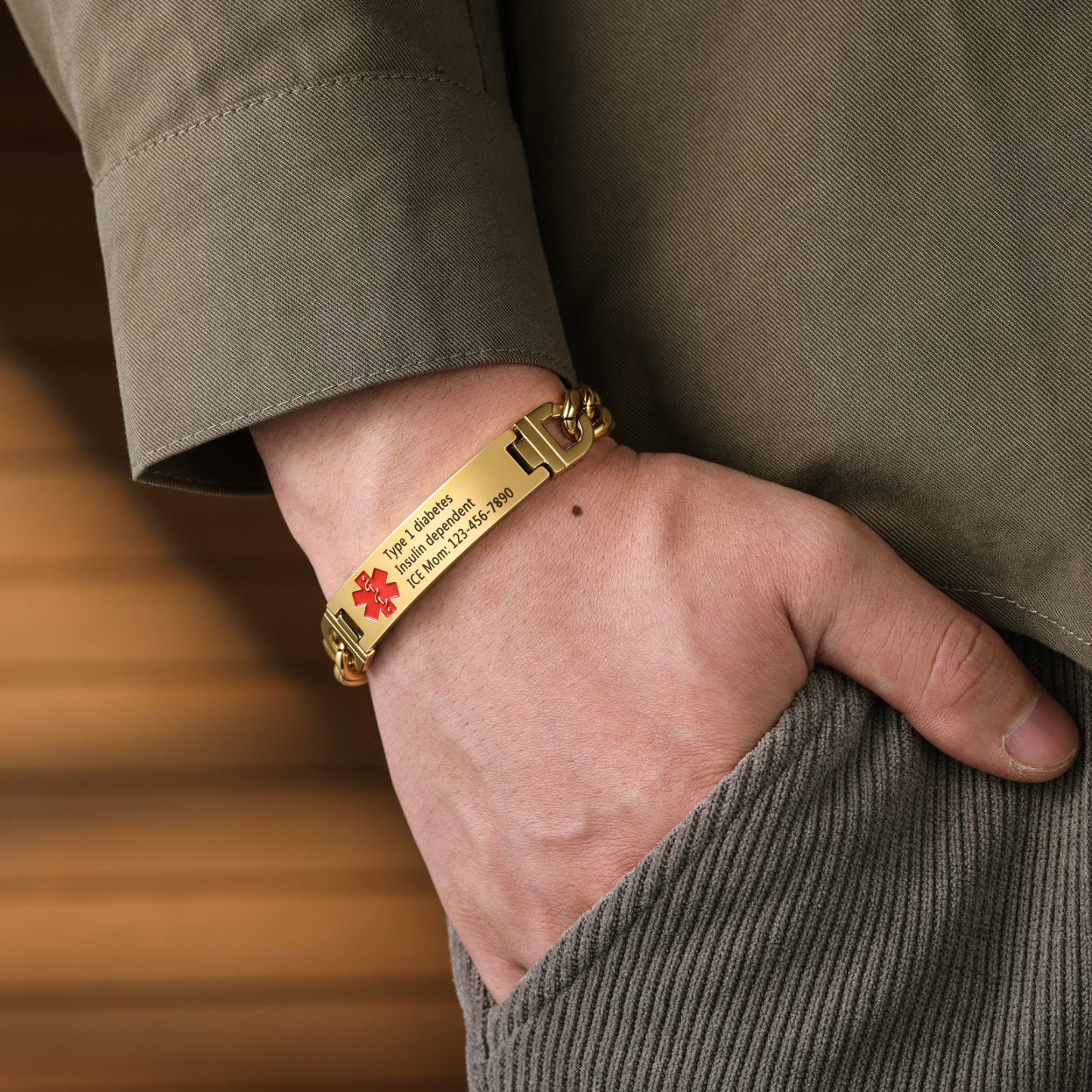 Custom Medical Alert ID Bracelet Practical Gift for Dad, Mom, Grandpa, Grandma, Friend | Jessemade