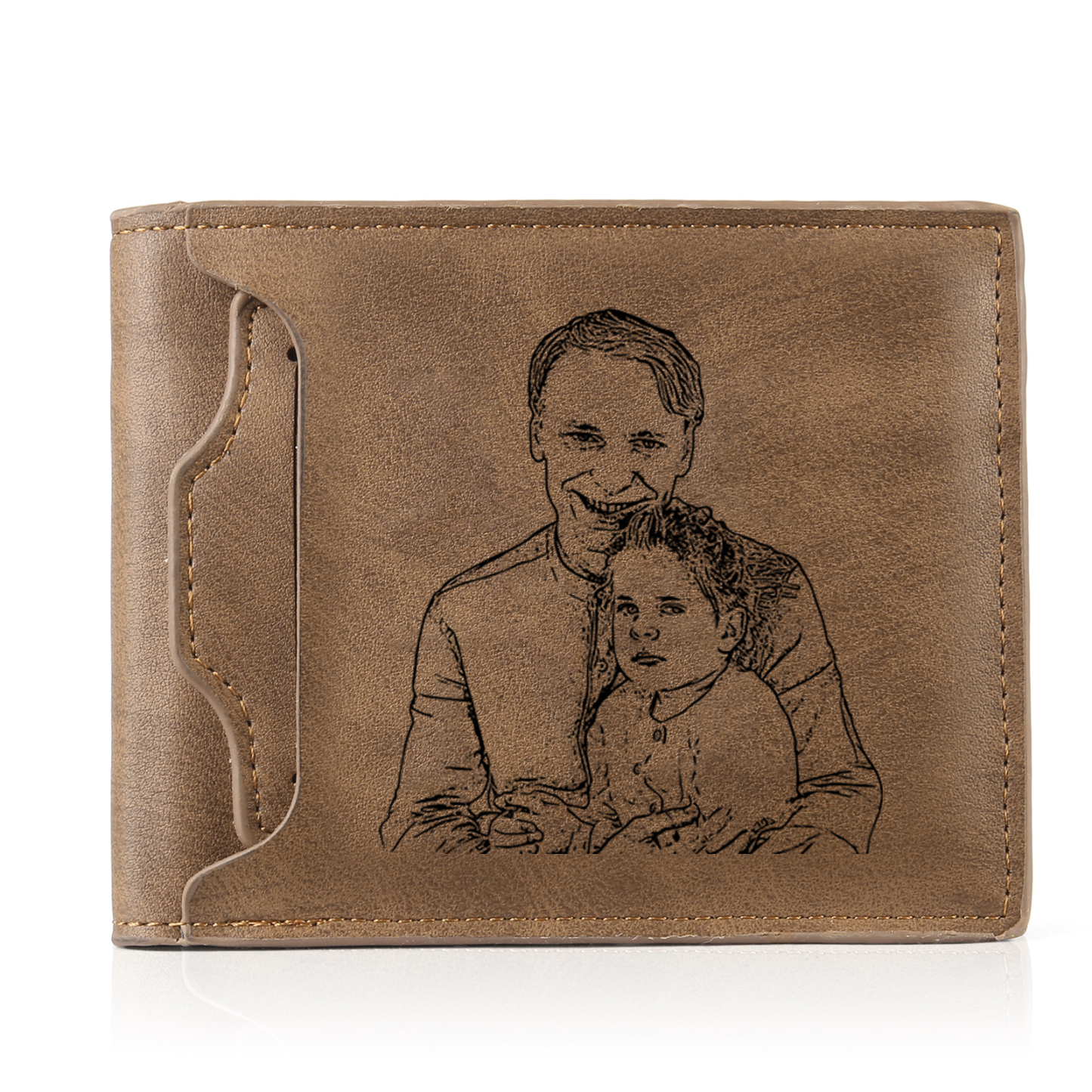 3 Names - Personalized Photo Custom Leather Men's Folding Wallet as a Father's Day Gift for Dad