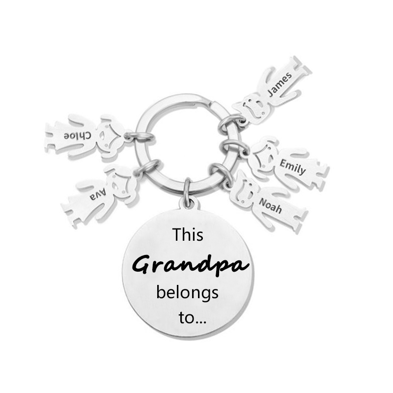 5 Names-Mom Belongs to...Custom Keychain with Name & Text