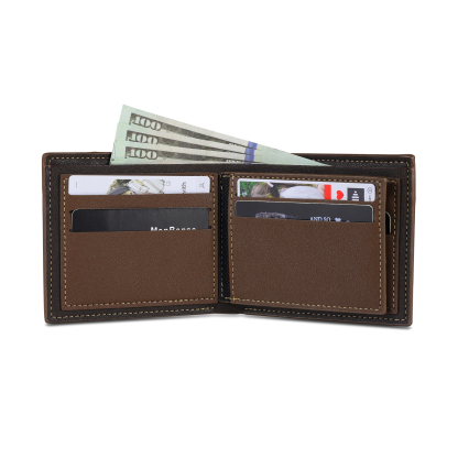 4 Names - Personalized Photo Custom Leather Men's Folding Wallet as a Father's Day Gift for Dad