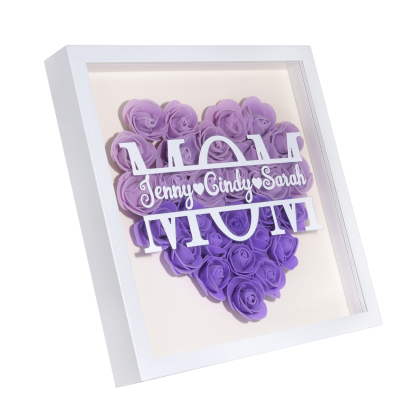 Personalized Name Rose Heart Density Board Frame Custom Text Gift For Mom