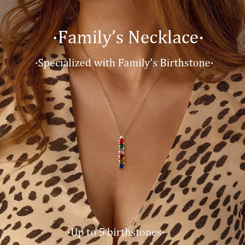 Family Birthstone Necklace Personalized 3 Stones Family Tribal Necklace for Her