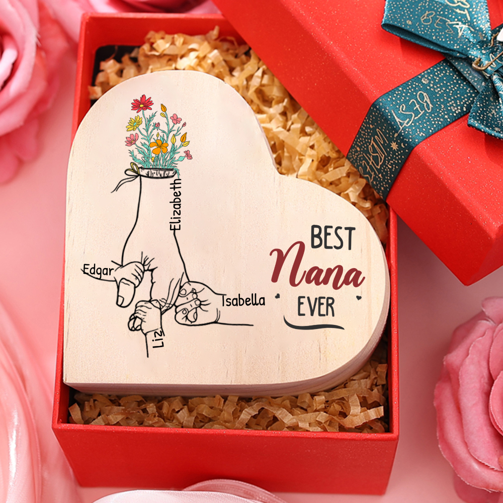 Personalized Flower Tree Heart-Shaped Candle Holder Set with Gift Box Customizable 1-6 Names Mother's Day Gift for Mom